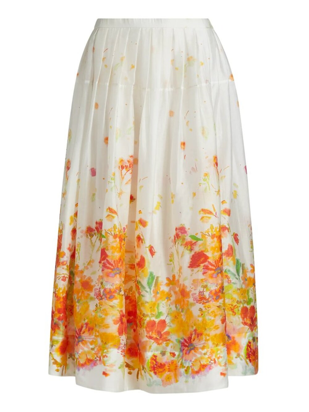 Derek Lam 10 Crosby Alexia Floral Organza Midi-Skirt, White-Papaya Multi, size 0
